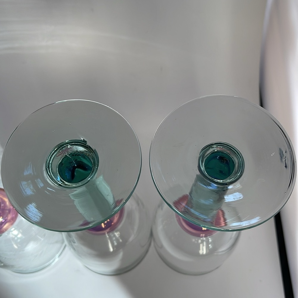 Green Tint Wine Glasses set of 4 Vintage - Picture 11 of 13